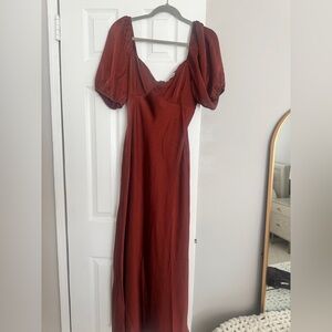 Showpo Red Puff Sleeve Sundress for Weddings